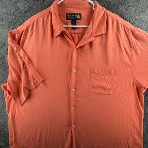 Nat Nast All Silk Short Sleeve Button Up Shirt Hawaii 2XL Orange Men Adult